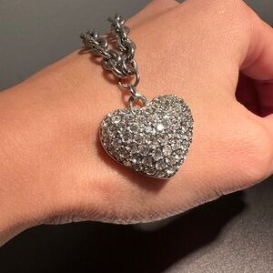 Guess Rhinestone Heart Necklace